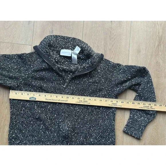 Vtg Liz Claiborne Black White Marled Knit Full Zip Sweater Mock Women Medium - Picture 4 of 10